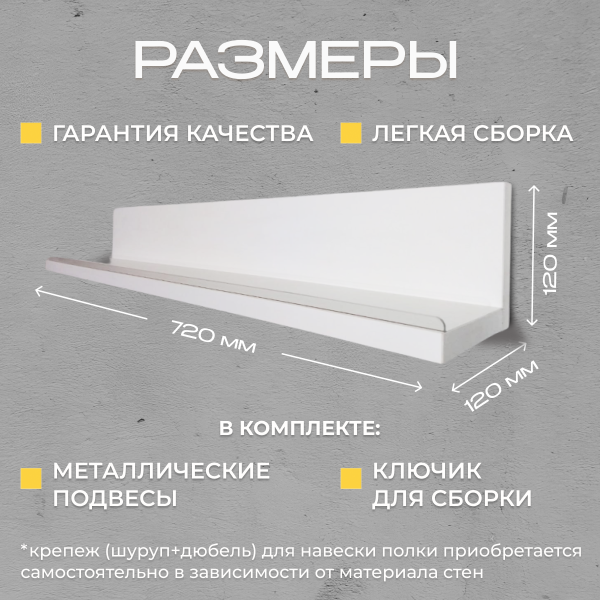 Полка навесная Анрат " Элана пн 2.72" с бортиком