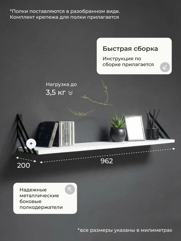 Полка навесная Анрат "Элана пн 2.96к"