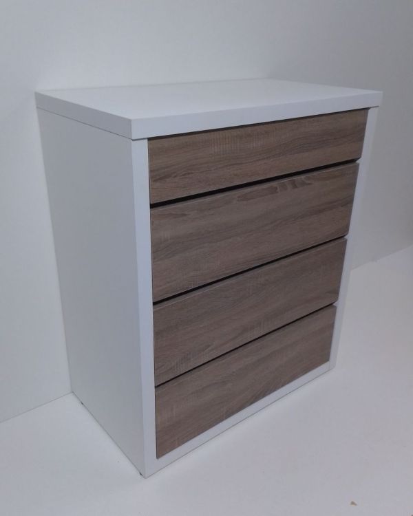 Комод  Анрат К 600 корпус-белый, фасад дуб трюфель, ширина 60 см