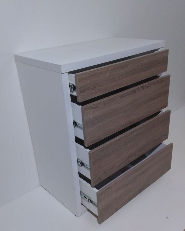 Комод  Анрат К 800 корпус белый, фасад дуб трюфель, ширина 80 см