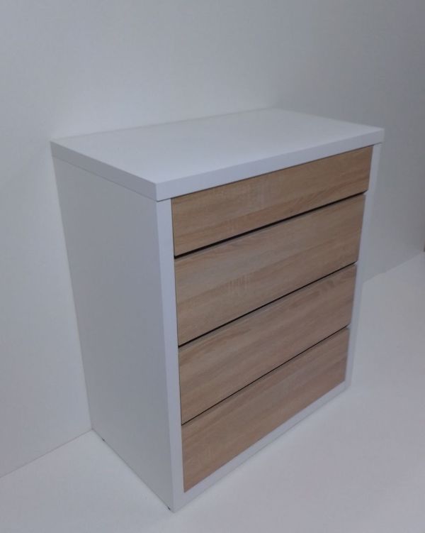 Комод  Анрат К 800 корпус белый, фасад дуб сонома, ширина 80 см