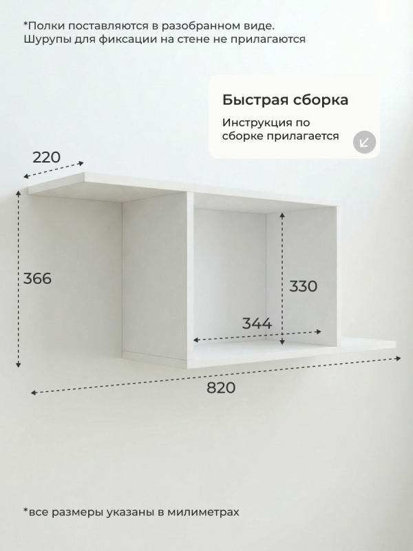 Полка навесная Анрат "Элана пнс60/22"