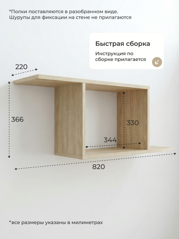 Полка навесная Анрат "Элана пнс60/22"