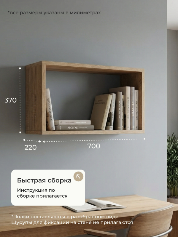 Полка навесная Анрат "Элана пнп 70"