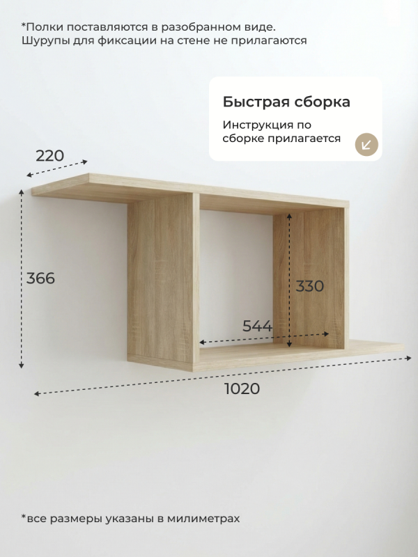 Полка навесная Анрат "Элана пнс80/22"